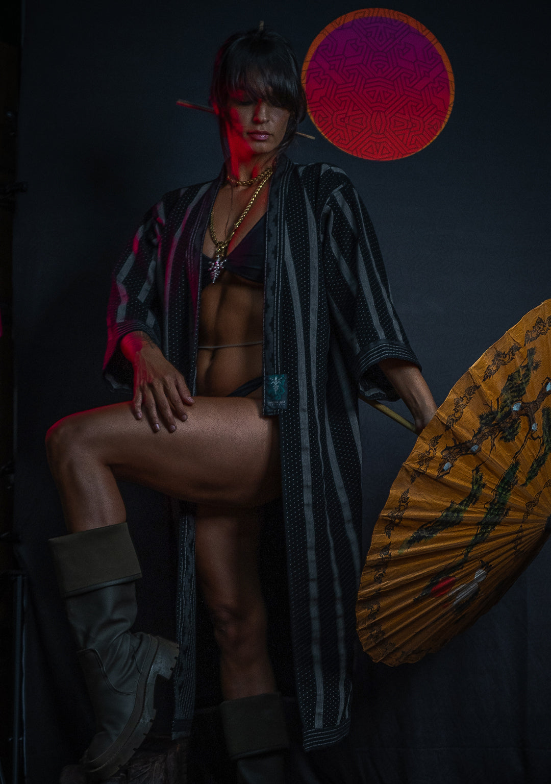 Open Kimono / Indonesian Woven Super Black Reversible - TRIBAL TRAILS